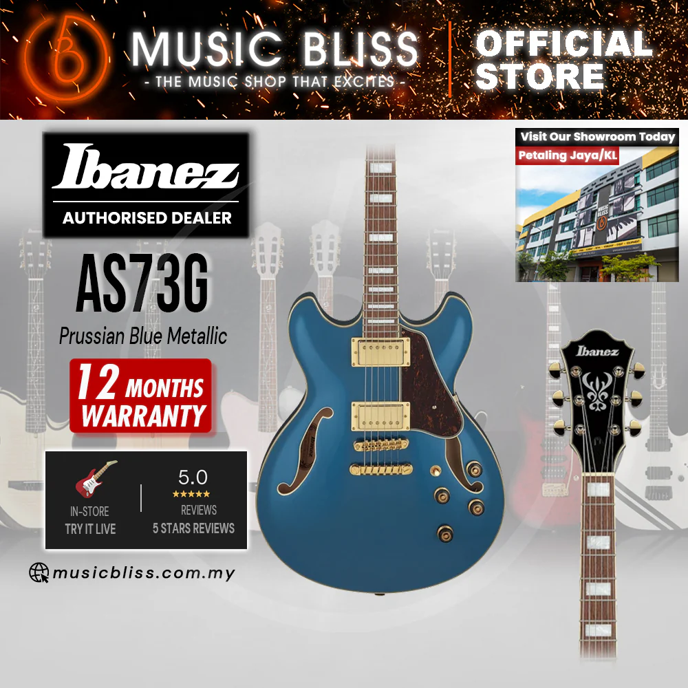 Ibanez Artcore AS73G Semi-hollowbody Electric Guitar - Prussian Blue Metallic