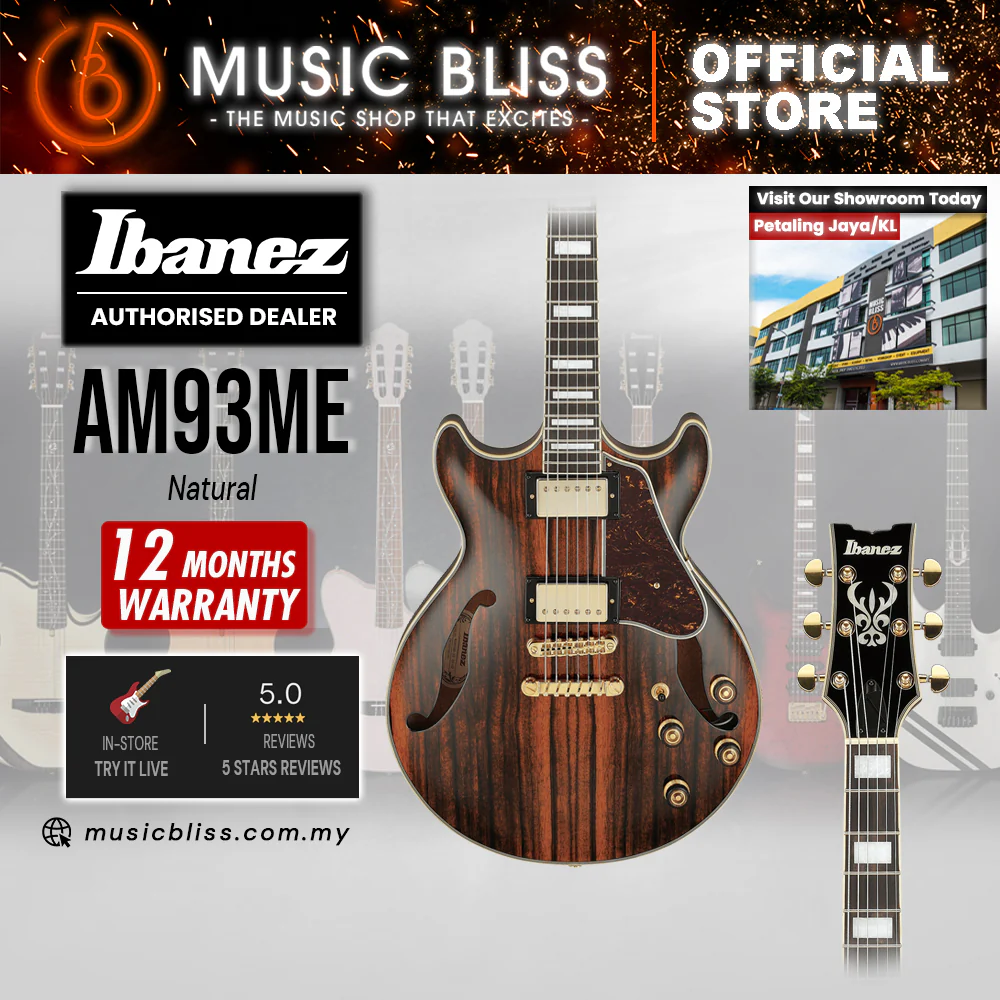 Ibanez Artcore Expressionist AM93ME Semi-Hollow Electric Guitar - Natural