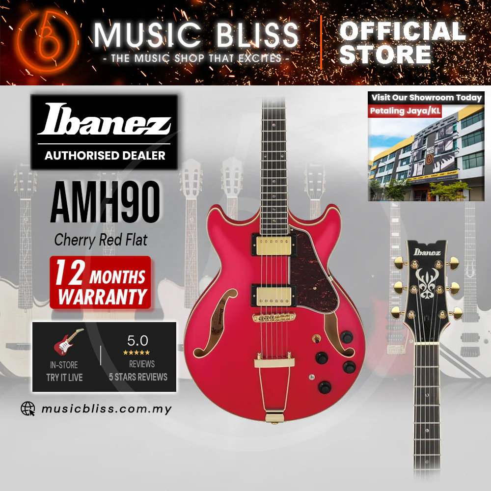 Ibanez Artcore Expressionist AMH90 Hollowbody Electric Guitar - Cherry Red Flat