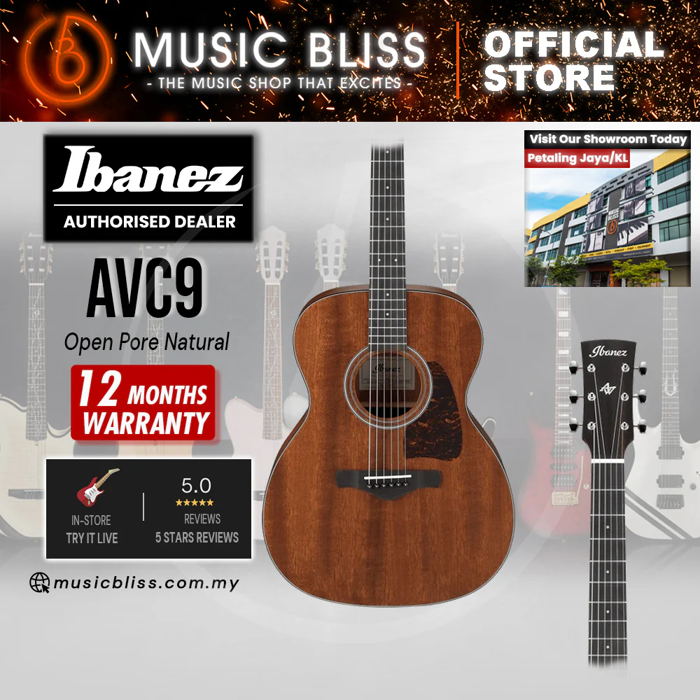 Ibanez AVC9 Artwood Vintage Thermo Aged Acoustic Guitar - Open Pore Natural