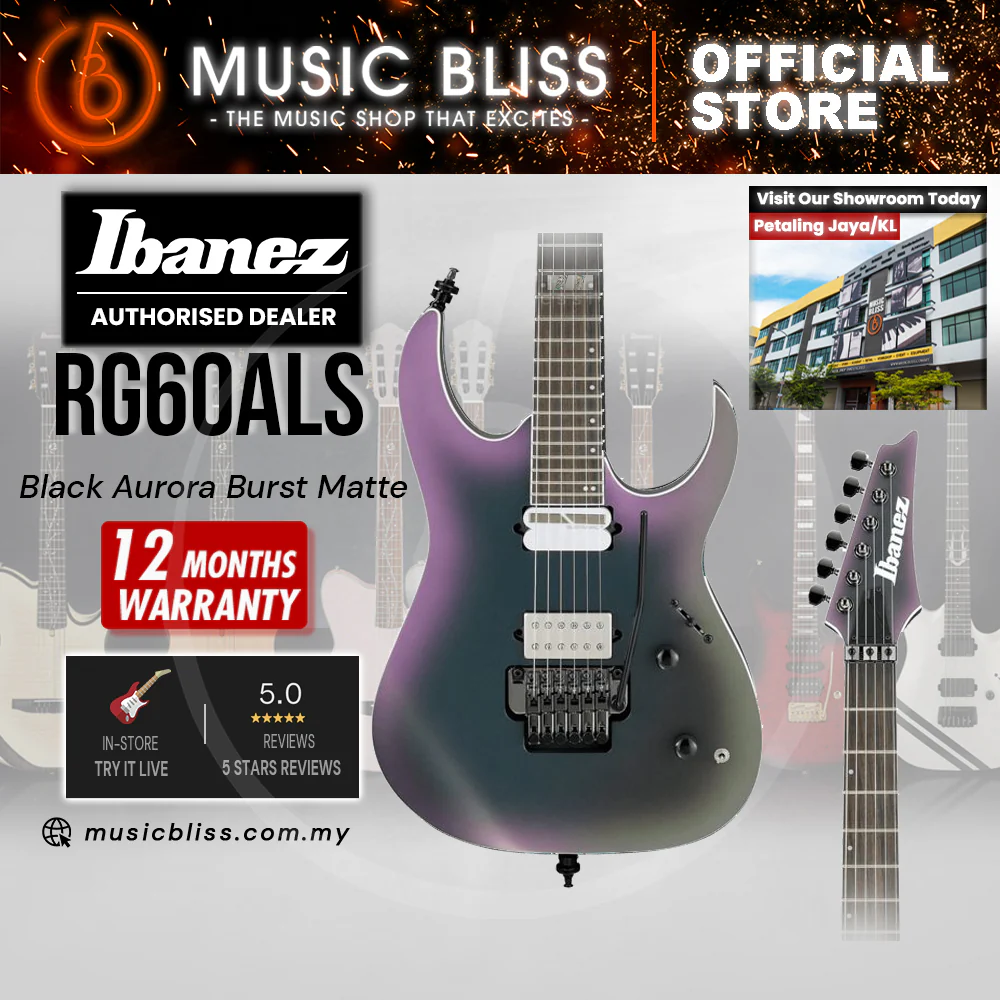 Ibanez Axion Label RG60ALS Electric Guitar - Black Aurora Burst Matte