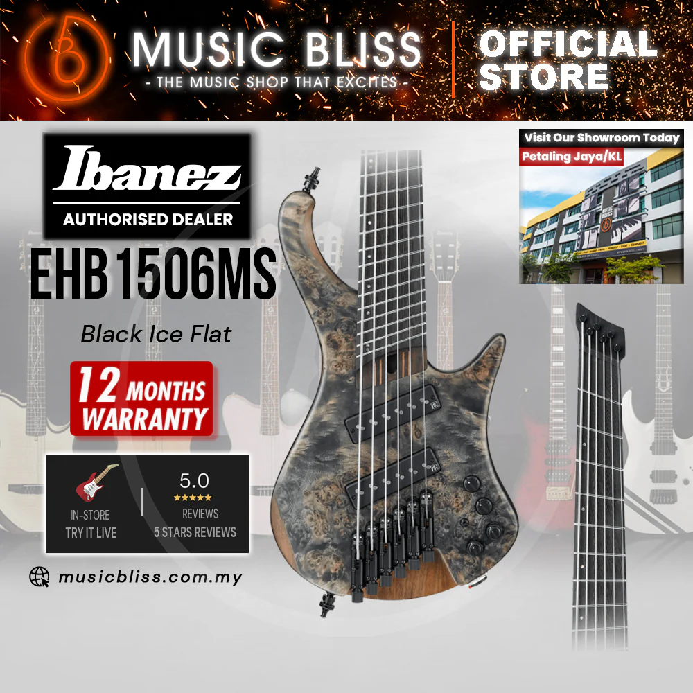 Ibanez Bass Workshop EHB1506MS Multi-scale Electric Bass Guitar - Black Ice Flat