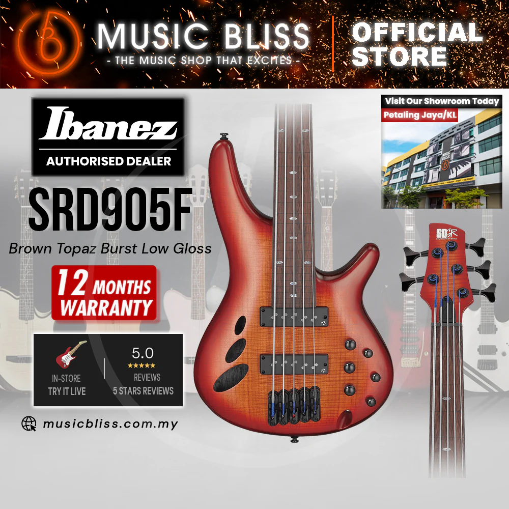Ibanez Bass Workshop SRD905F Electric Bass Guitar - Brown Topaz Burst Low Gloss