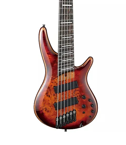 Ibanez Bass Workshop SRMS806 Multi-scale Electric Bass Guitar - Brown Topaz Burst - Image 3
