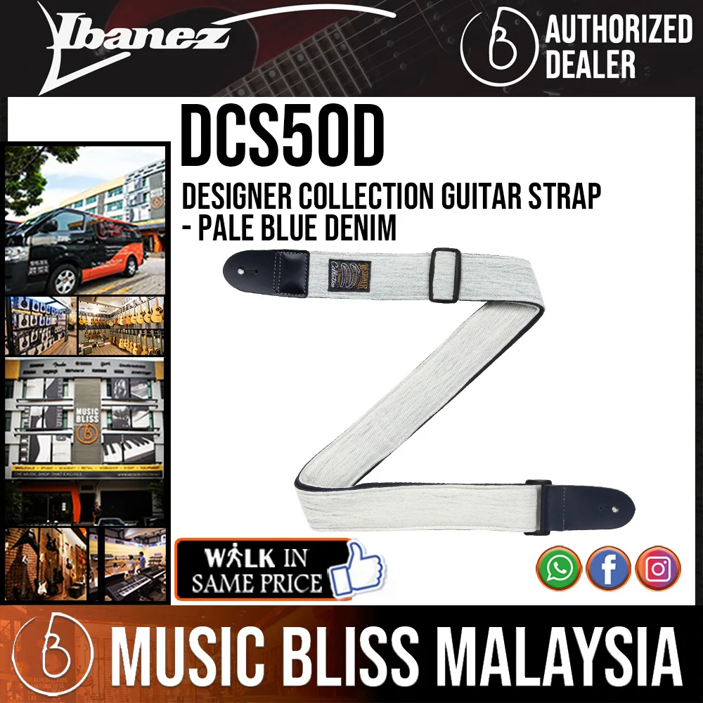 Ibanez DCS50D Designer Collection Guitar Strap - Pale Blue Denim