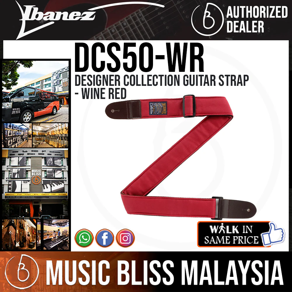 Ibanez DCS50 Designer Collection Guitar Strap - Wine Red