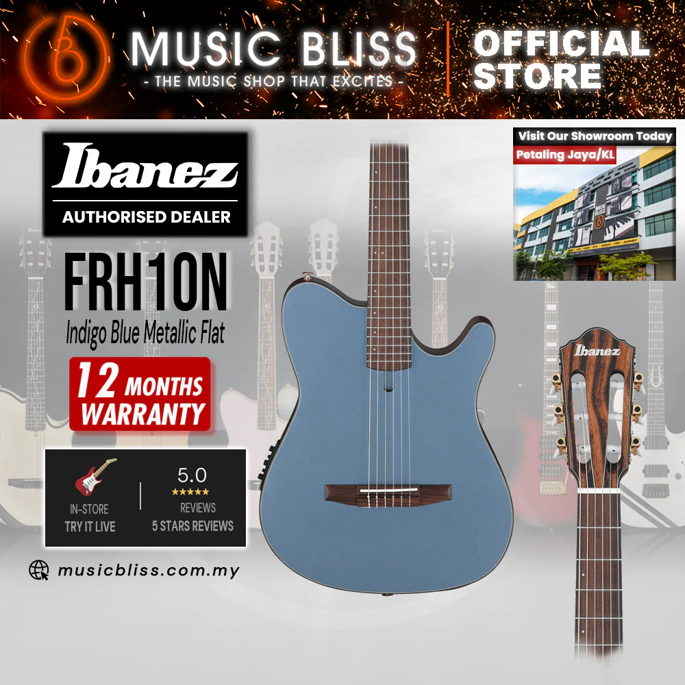 Ibanez FRH10N Thinline Nylon Acoustic-electric Guitar - Indigo Blue Metallic Flat
