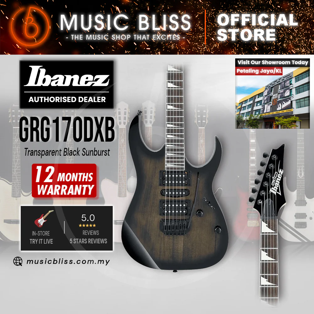 Ibanez GIO GRG170DXB Electric Guitar - Transparent Black Sunburst
