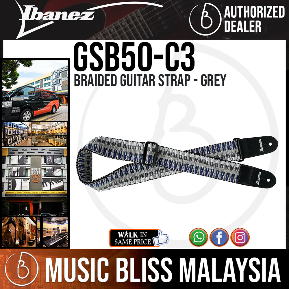 Ibanez GSB50 C3 Braided Guitar Strap - Grey