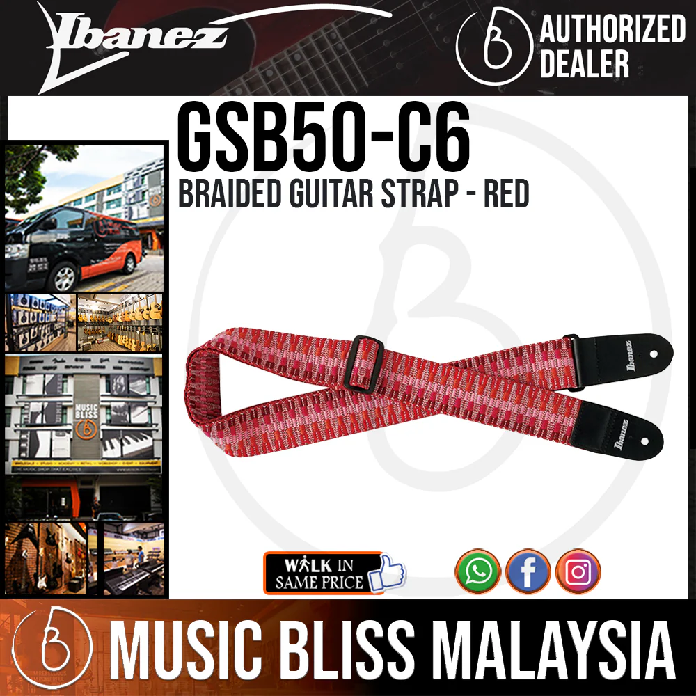 Ibanez GSB50 C6 Braided Guitar Strap - Red