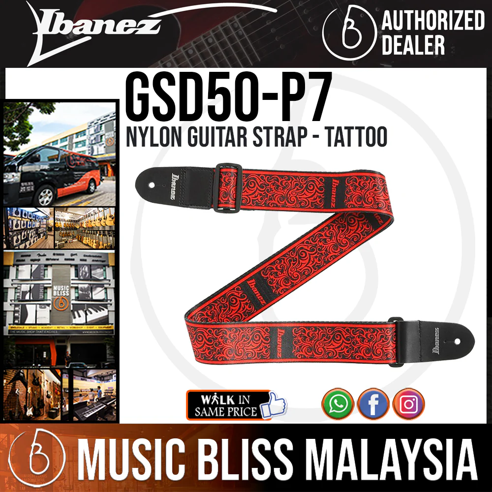 Ibanez GSD50 P7 Nylon Guitar Strap - Tattoo