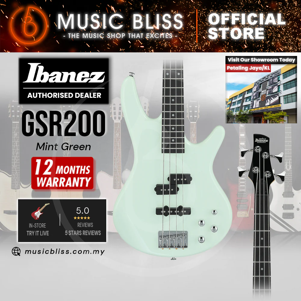 Ibanez GSR200 4-String Electric Bass Guitar - Mint Green