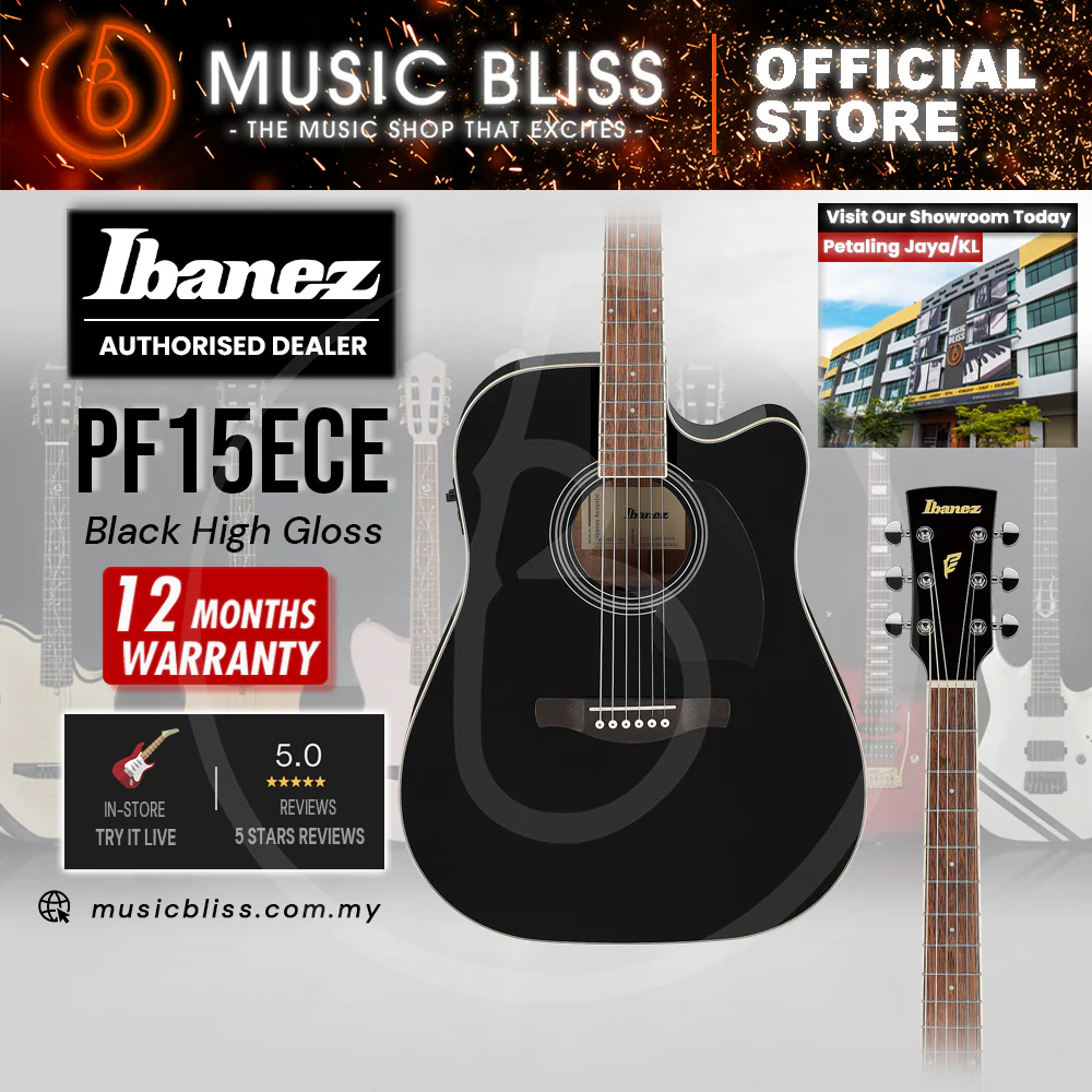 Ibanez PF15ECE Acoustic-Electric Guitar - Black High Gloss