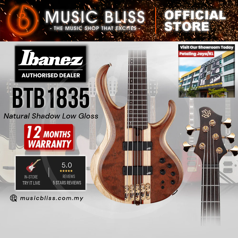 Ibanez Premium BTB1835 Electric Bass Guitar - Natural Shadow Low Gloss
