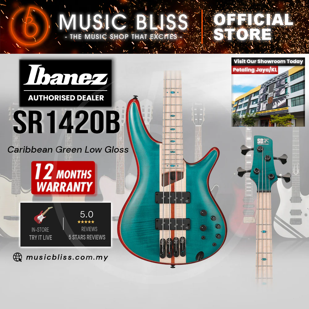 Ibanez Premium SR1420B Electric Bass Guitar - Caribbean Green Low Gloss