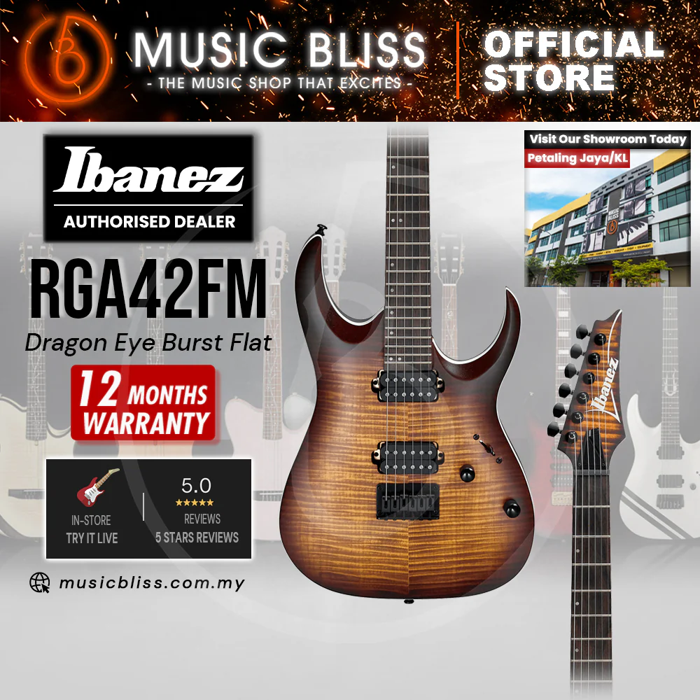 Ibanez RGA42FM Electric Guitar - Dragon Eye Burst Flat