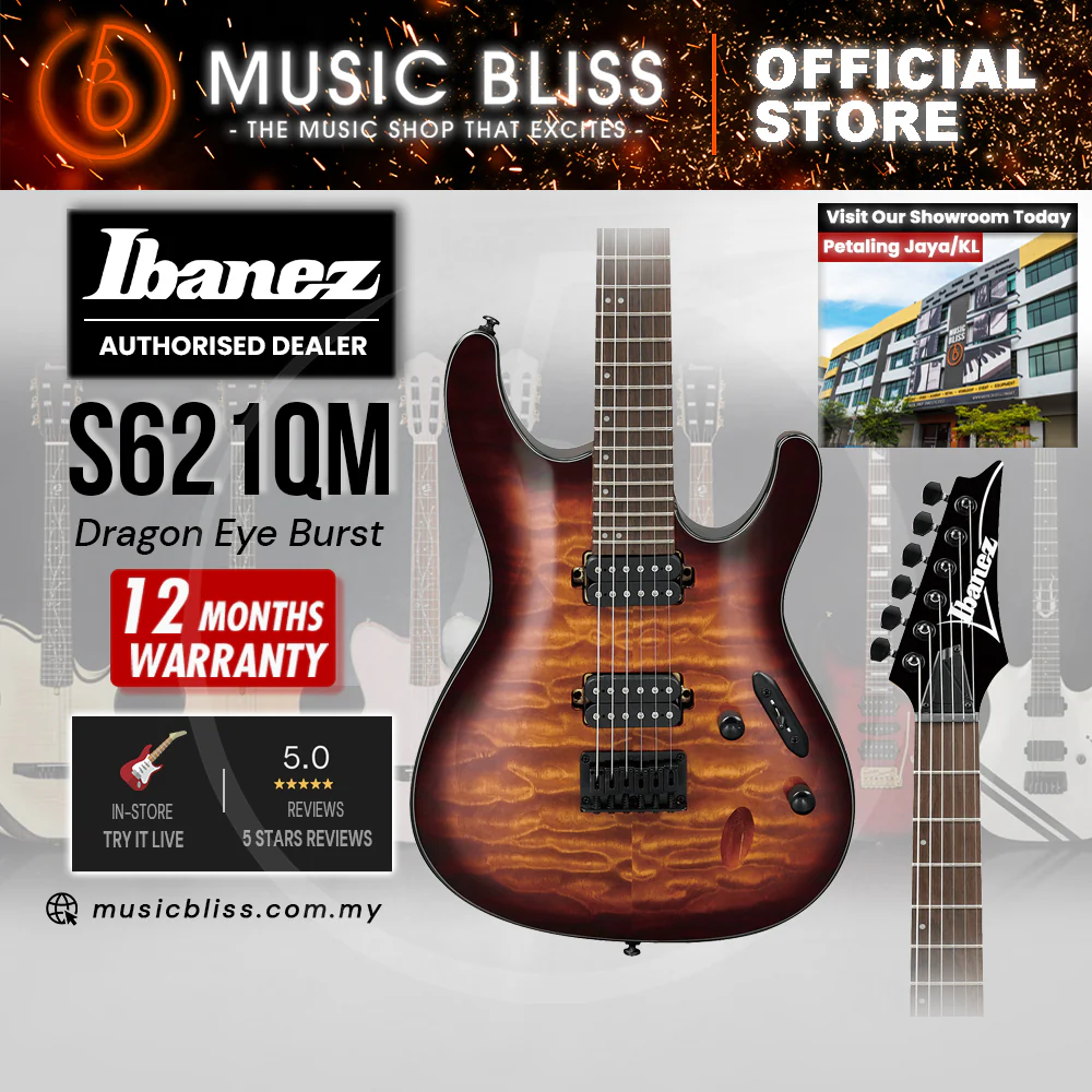 Ibanez S621QM Electric Guitar - Dragon Eye Burst