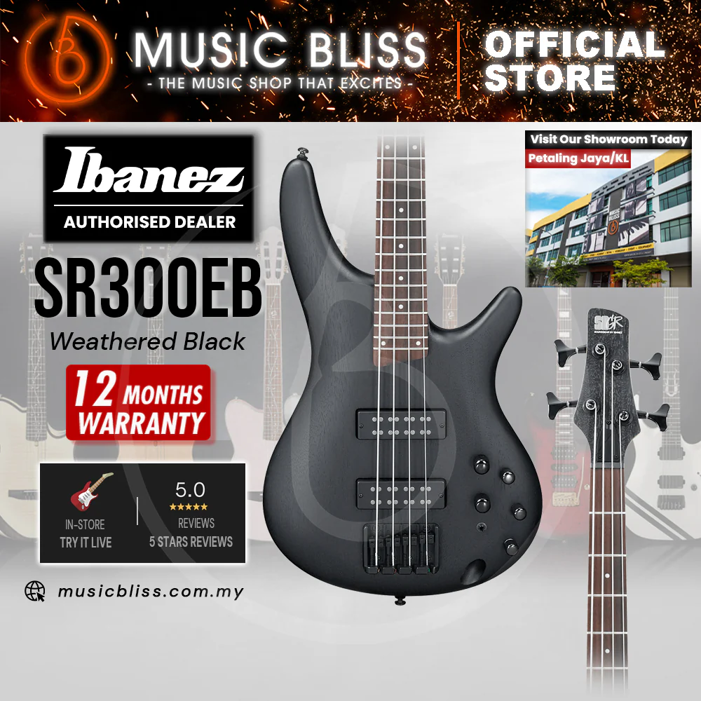 Ibanez Standard SR300EB Electric Bass Guitar - Weathered Black