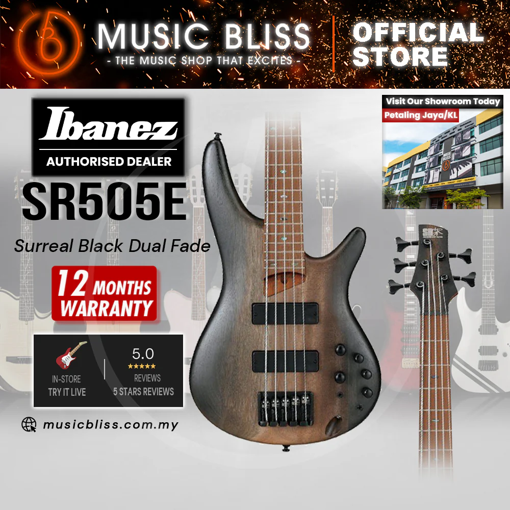 Ibanez SR505E Electric Bass Guitar - Surreal Black Dual Fade