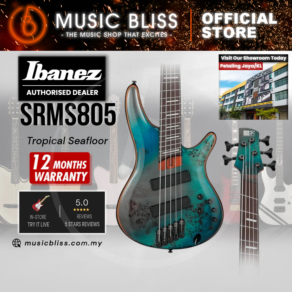Ibanez Bass Workshop SRMS805 Multi-scale Electric Bass Guitar - Tropical Seafloor