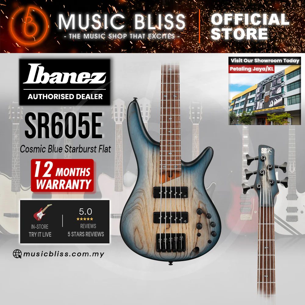 Ibanez Standard SR606E Electric Bass Guitar - Cosmic Blue Starburst Flat