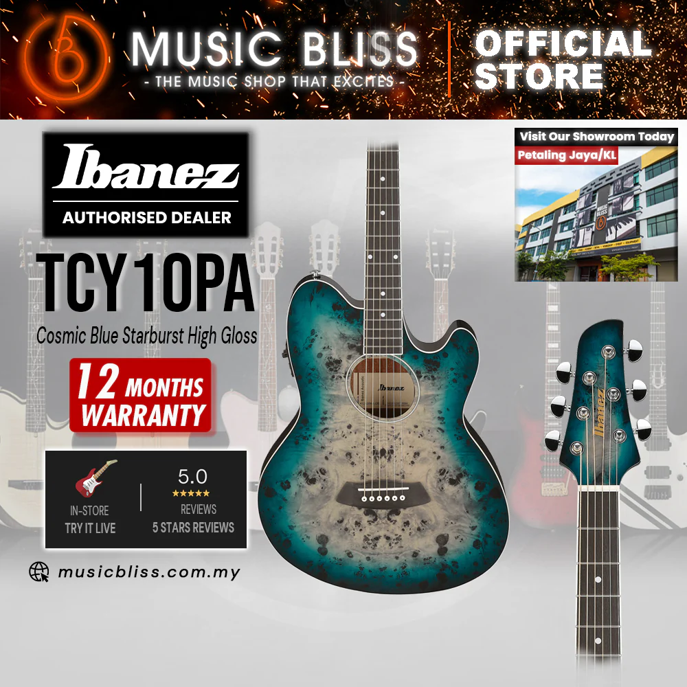 Ibanez Talman TCY10PA Electro Acoustic Guitar - Cosmic Blue Starburst High Gloss