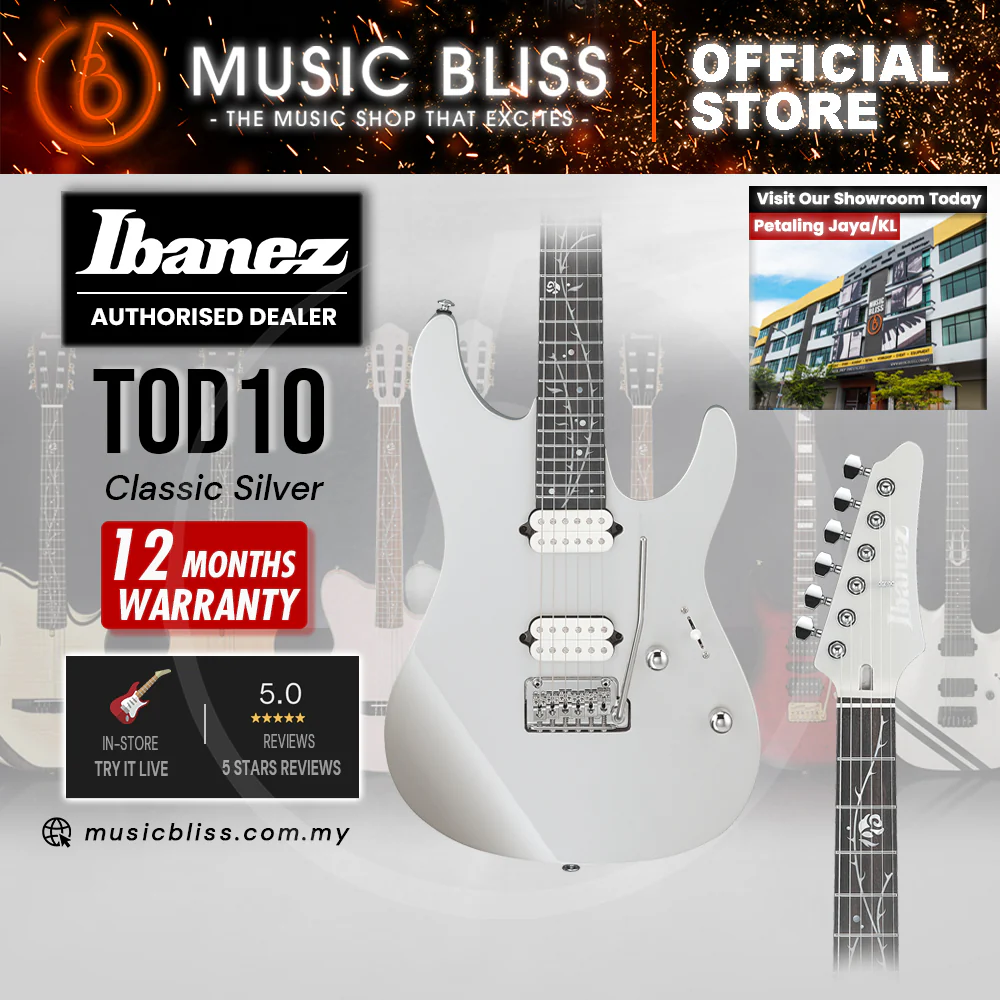 Ibanez TOD10 Tim Henson Signature Electric Guitar - Classic Silver