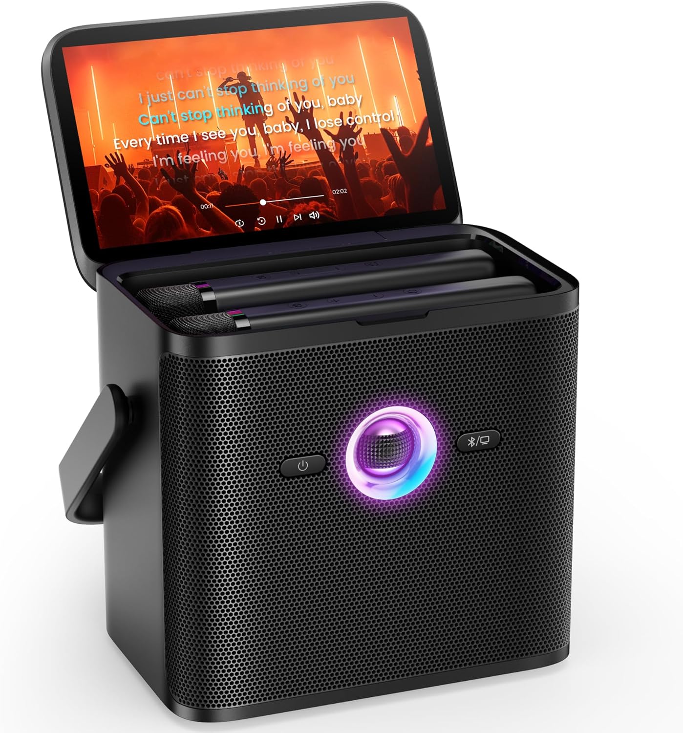 Ikarao Shell S3 Portable Karaoke Machine With Built-In 7" Screen Lyrics And Hidden Wireless Microphone - Image 2