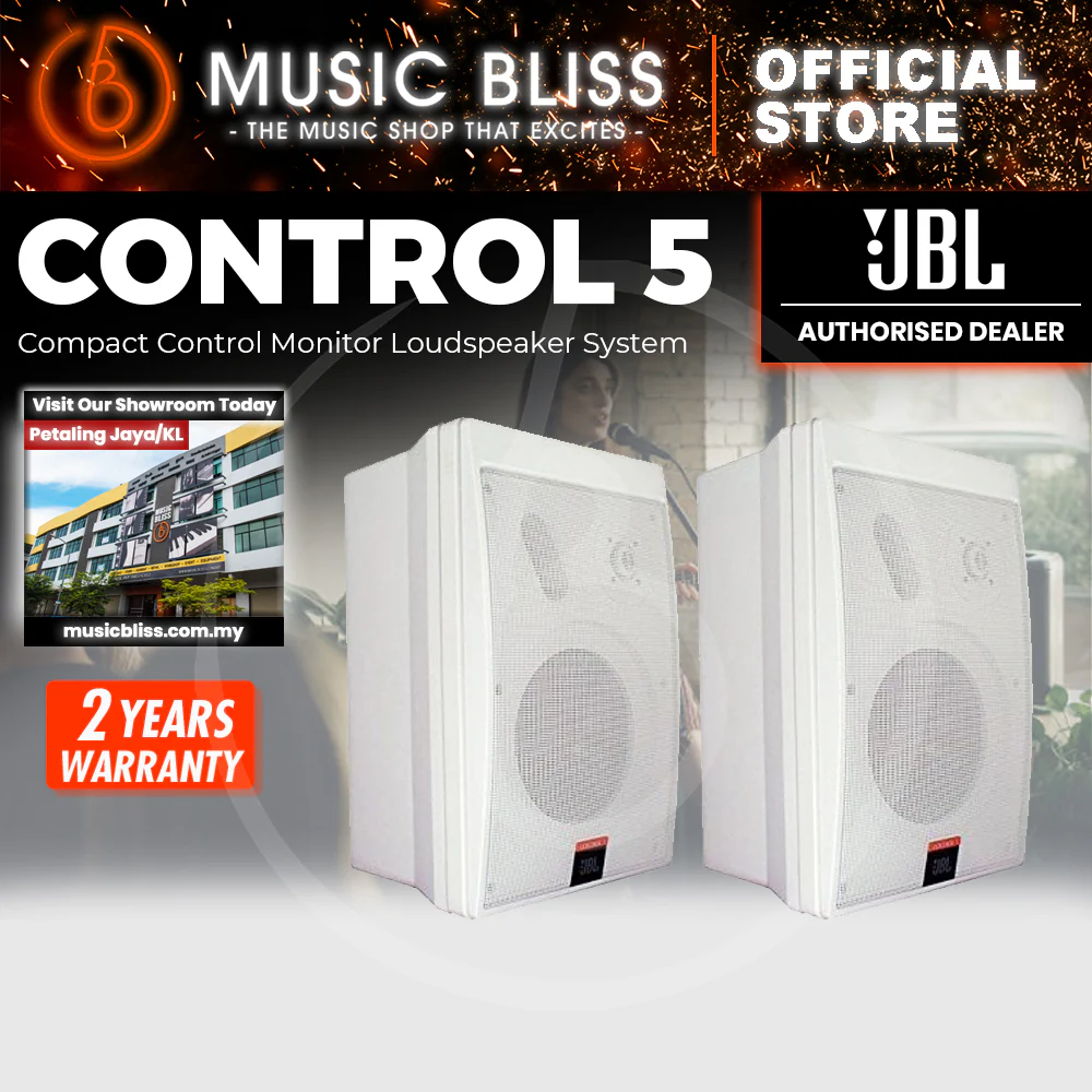 JBL Control 5 6.5 inch Control Monitor - White - Pair