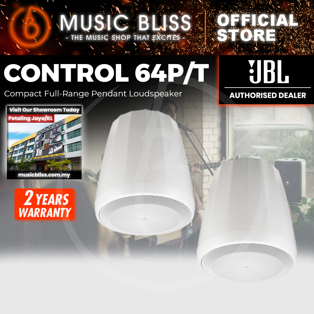 JBL Control 64P/T Compact Full-Range Pendant Loudspeaker - Pair - White