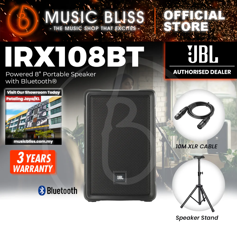 JBL IRX-108BT 1300W Powered 8" Portable Speaker - Image 2