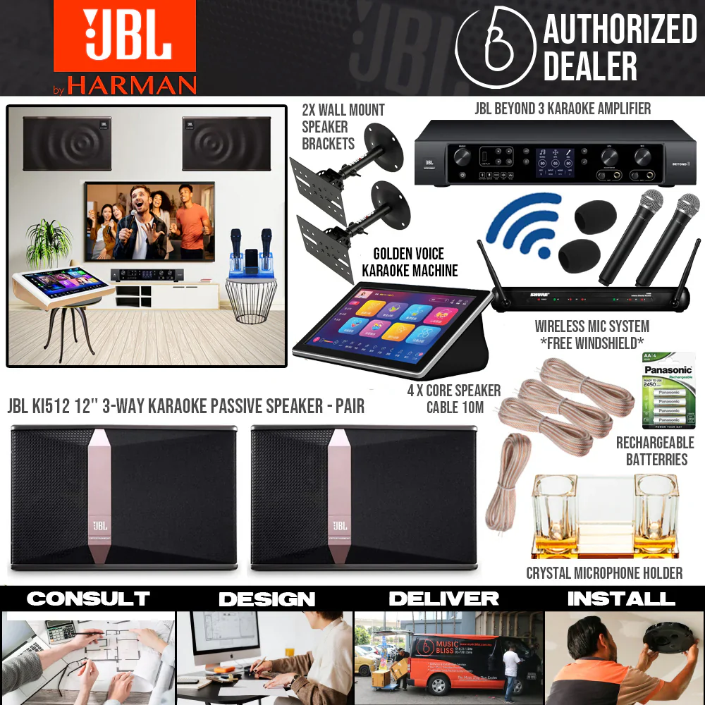 JBL Karaoke System Set Package for Home with Ki512 12'' Passive Speaker, Beyond 3 Amplifier, Karaoke Machine and Wireless Handheld Microphone - Image 3