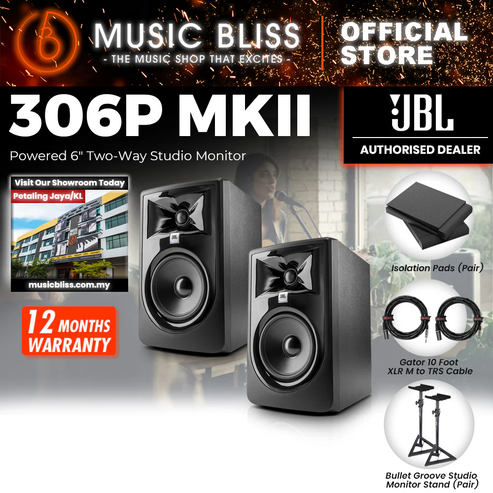 JBL 306P MKII Powered 6" 2-Way Studio Monitor - Pair - Image 4