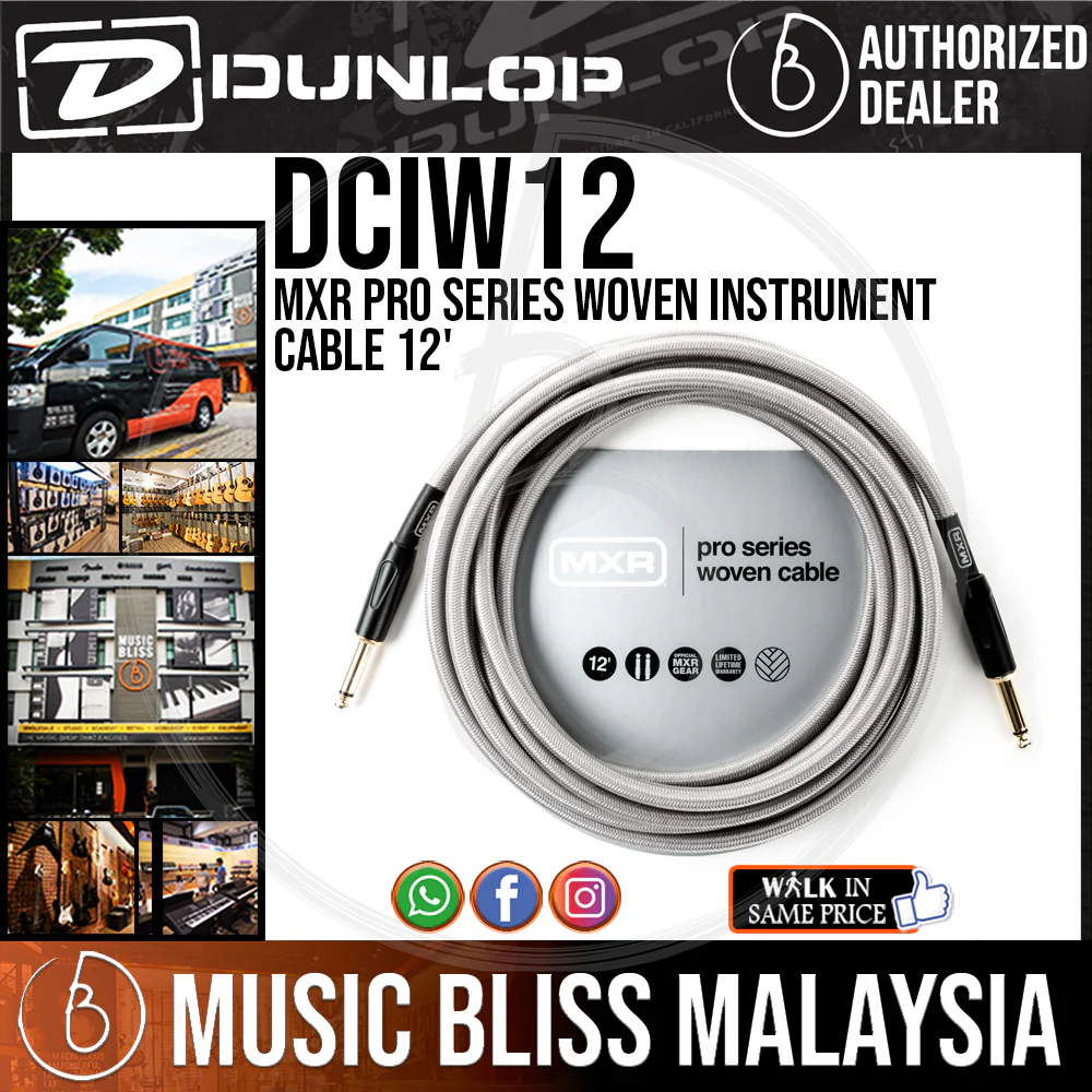 Jim Dunlop MXR DCIW12 12ft Pro Series Woven Instrument Cable - Straight / Straight