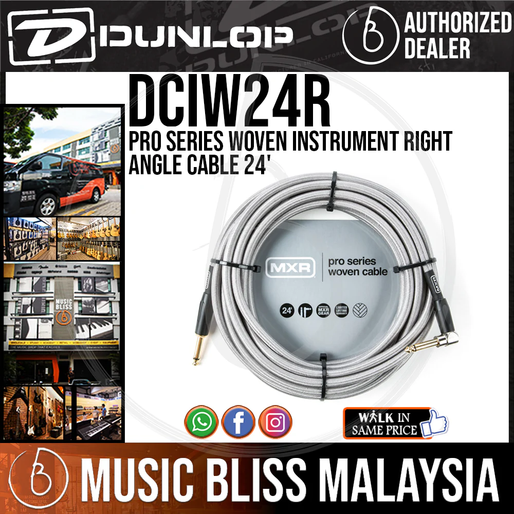 Jim Dunlop MXR 24ft DCIW24R Pro Series Woven Instrument Cable - Right / Straight