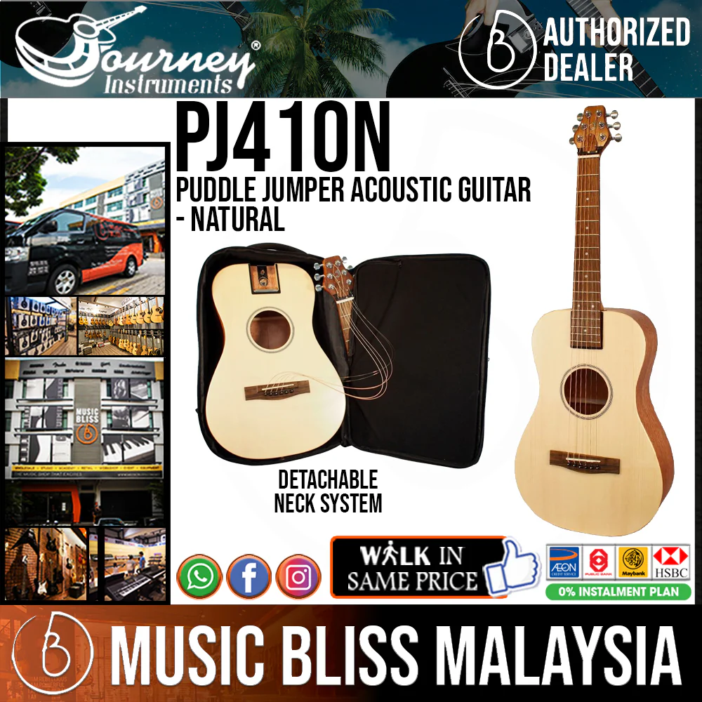 Journey Instruments PJ410N Puddle Jumper Solid Sitka/African Mahogany Acoustic Guitar - Natural