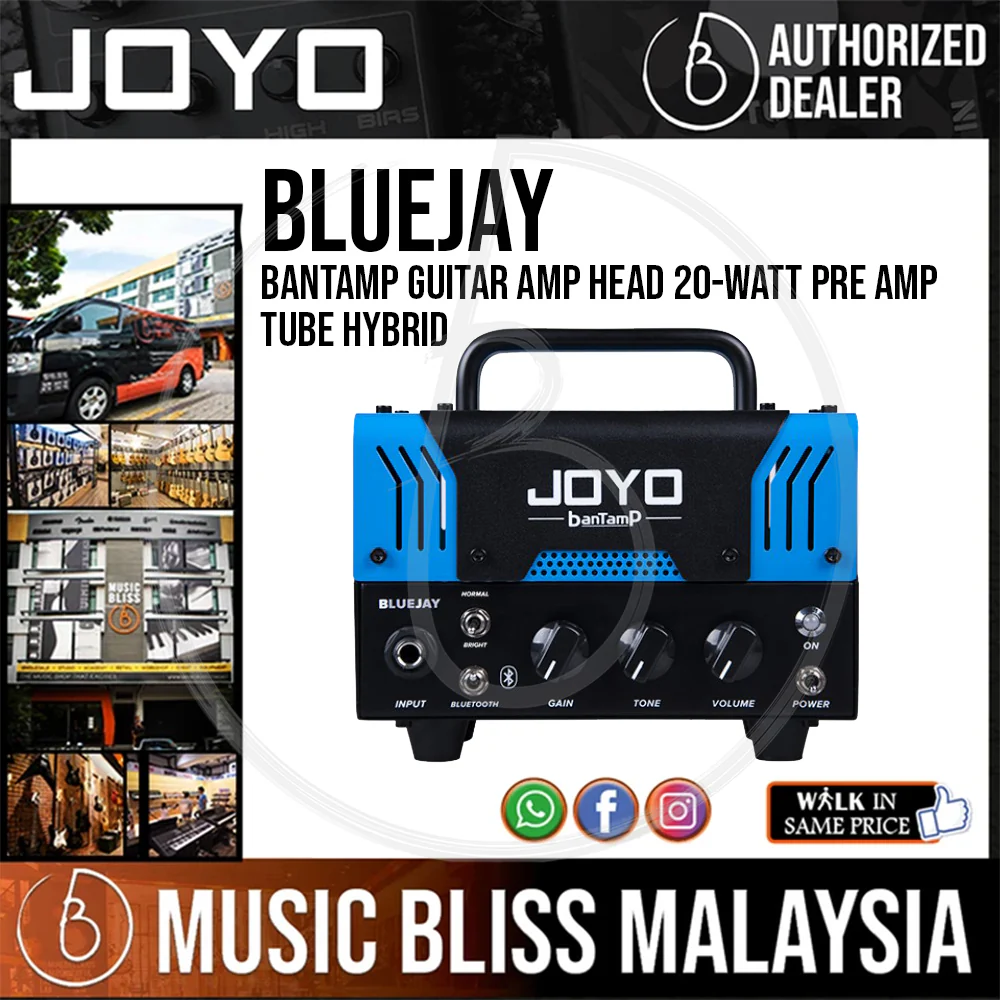 Joyo Bluejay Bantamp Guitar Amp head 20-watt Pre Amp Tube Hybrid with Bluetooth, Blues Overdrive Sound