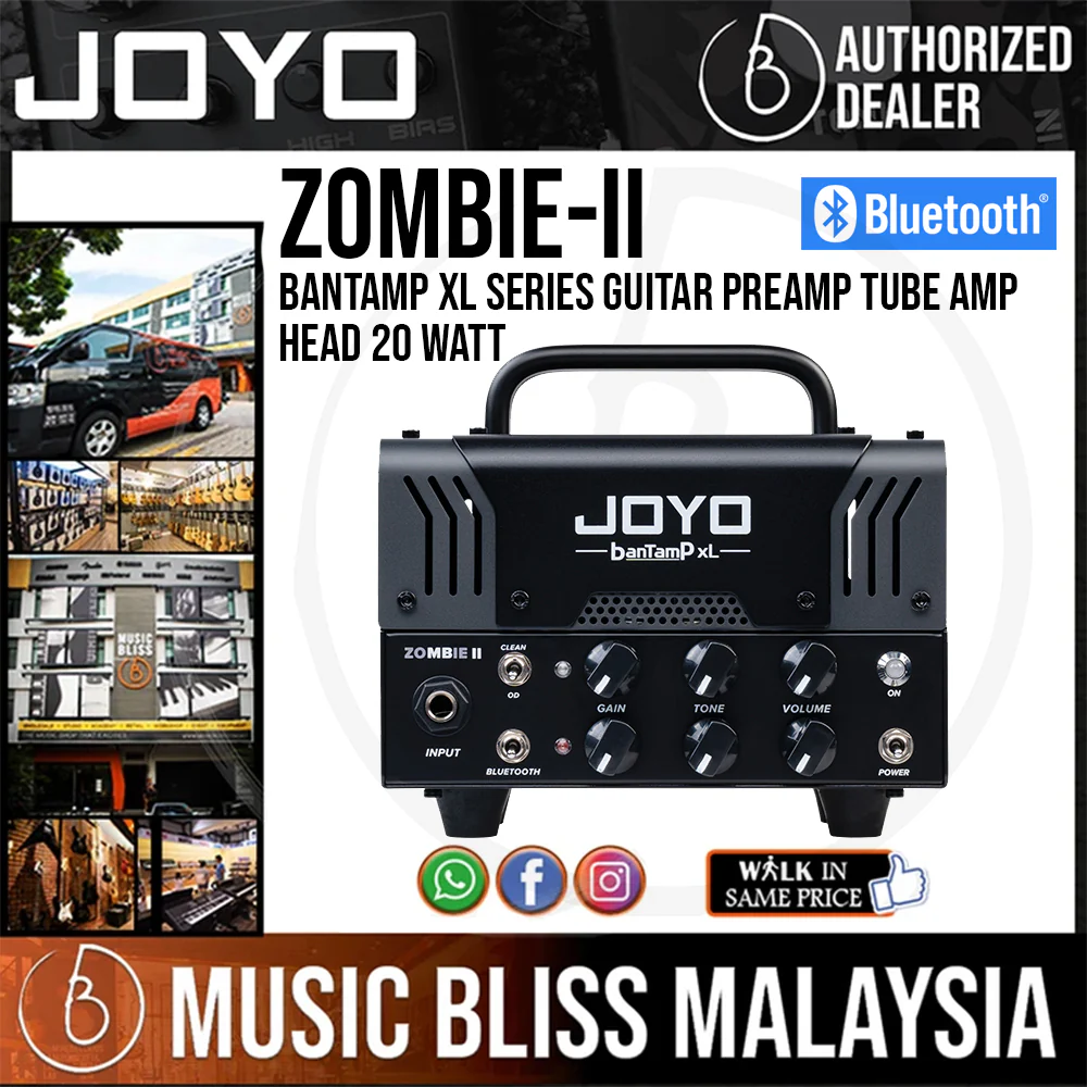 Joyo ZOMBIE-II BanTamp XL Series Guitar Preamp Tube Amp Head 20 Watt with Bluetooth, Modern Hi-gain Mesa Boogie Sound
