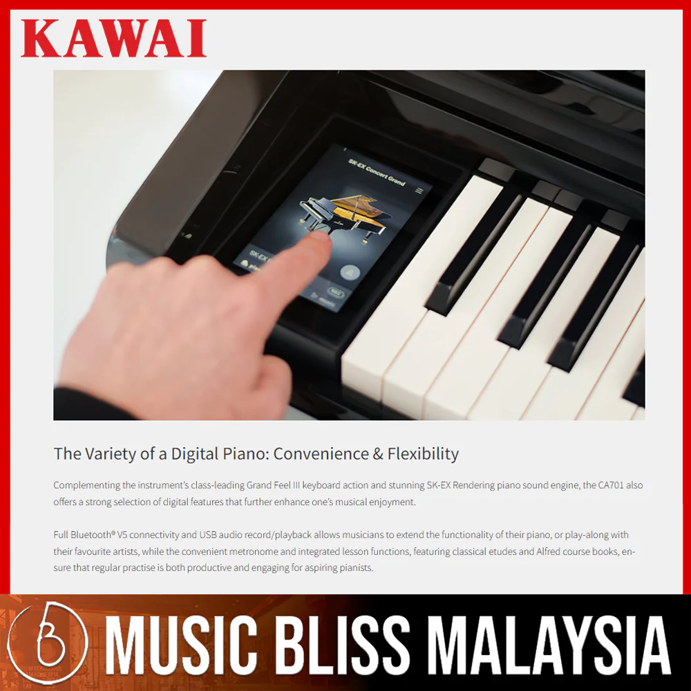 Kawai CA701 88-key Wooden-key Digital Piano - Ebony (Grade 5-Diploma) - Image 9