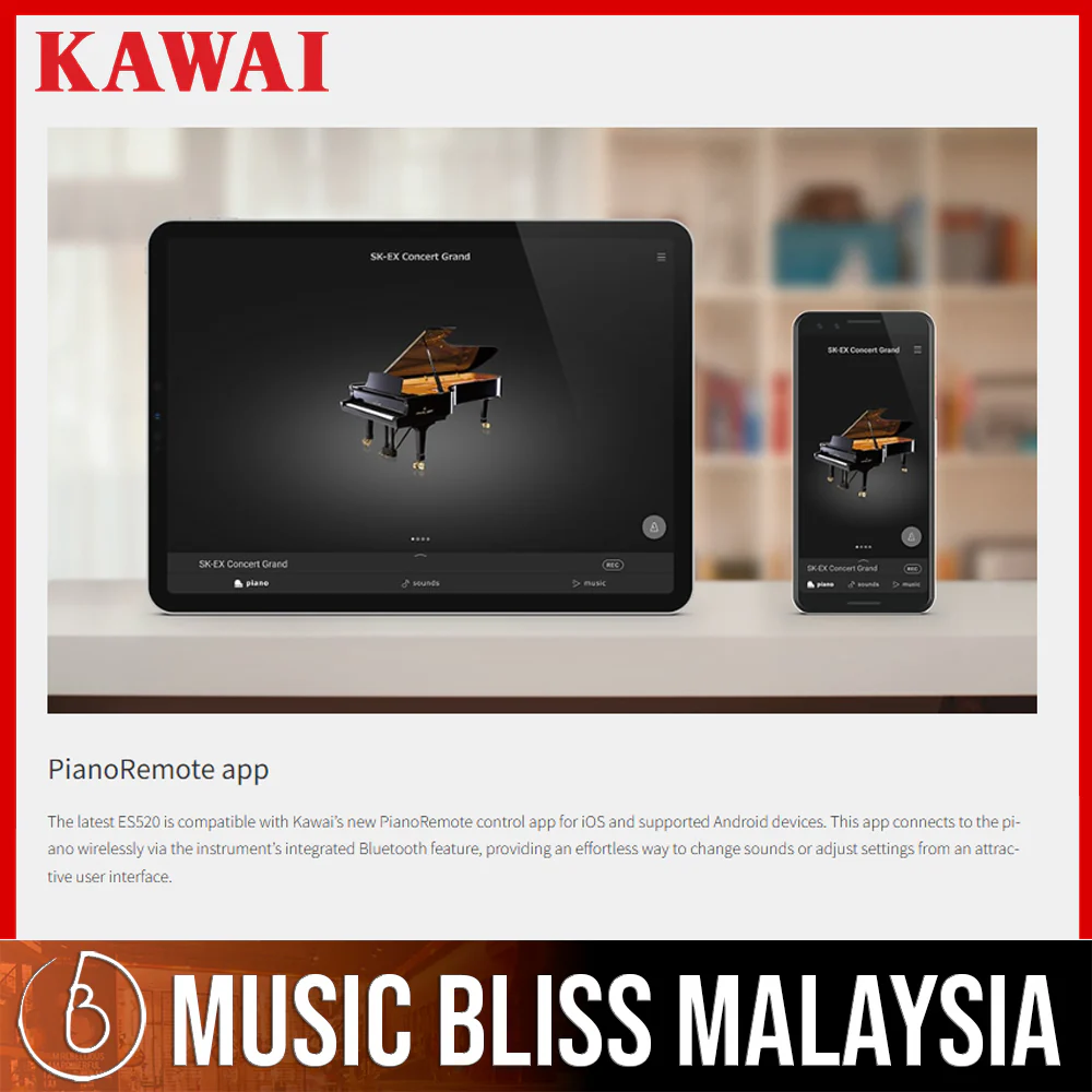 Kawai ES-520 Portable Digital Home Piano - White - Image 10