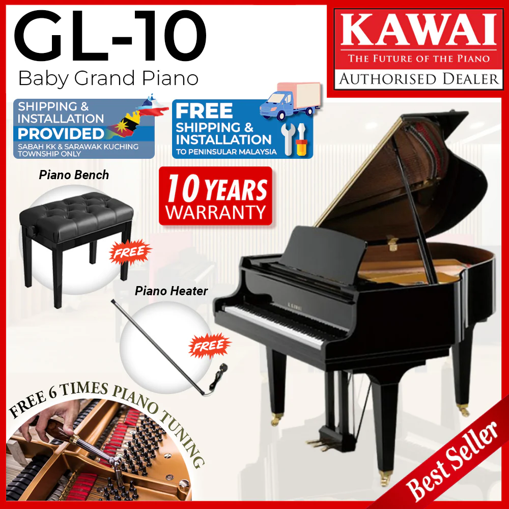 Kawai GL-10 Baby Grand Piano - Ebony Polish - Image 3