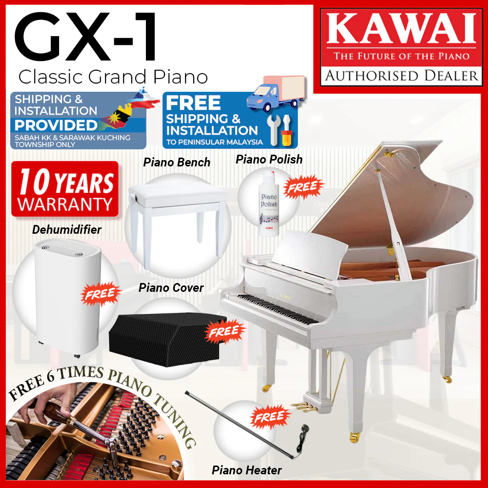 Kawai GX-1 [Made In Japan] Grand Piano - White Polish