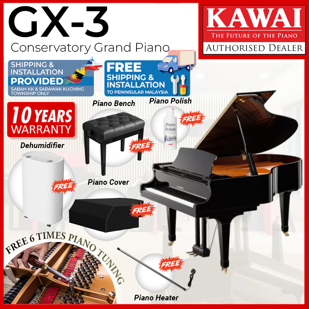 Kawai GX-3 [Made In Japan] Grand Piano - Ebony Polish