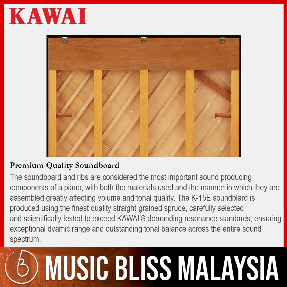 Kawai K-15 Continental Upright Piano - Ebony Polish - Image 4