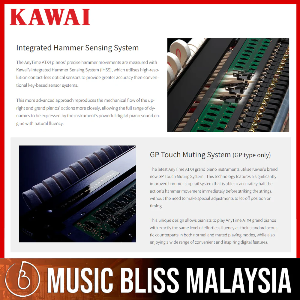 Kawai K200-ATX4 Hybrid Upright Piano - Ebony Polish - Image 3