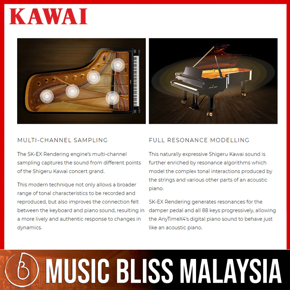 Kawai K300-ATX4 Hybrid Upright Piano - Ebony Polish - Image 3