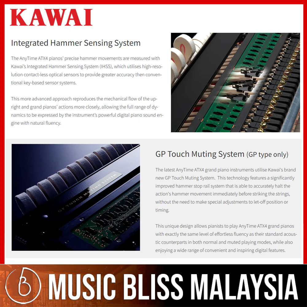Kawai K300-ATX4 [Made In Japan] Hybrid Upright Piano - Ebony Polish - Image 2