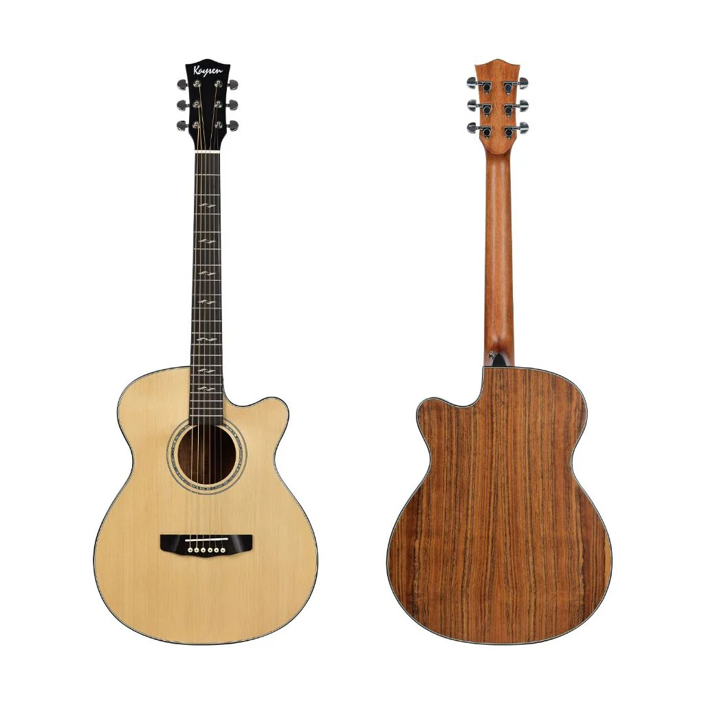 Kaysen K-D232-OMC Budget Beginner Solid Top Cutaway Acoustic Guitar - Natural - Image 2