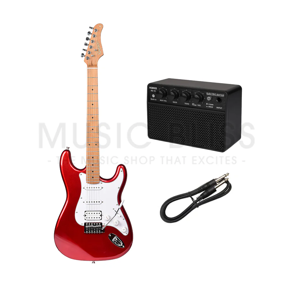 Kaysen KST210-H-RD Budget Beginner Electric Guitar - HSS Strat Style Red for Rock Kapak - Image 2