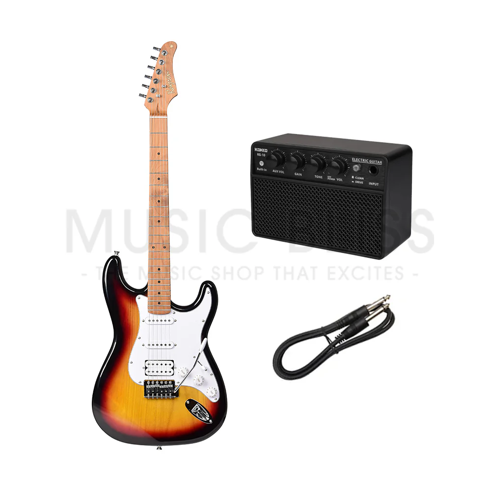 Kaysen KST210-H-SB Budget Beginner Electric Guitar - HSS Strat Style Sunburst for Rock Kapak - Image 2